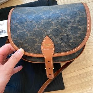Celine medium FOLCO BAG IN TRIOMPHE CANVAS AND CALFSKIN